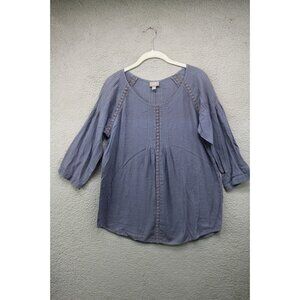 J.Jill 3/4 Sleeve Tunic-Linen Blend-Crochet-Size Small-Minimalist-Lagenlook